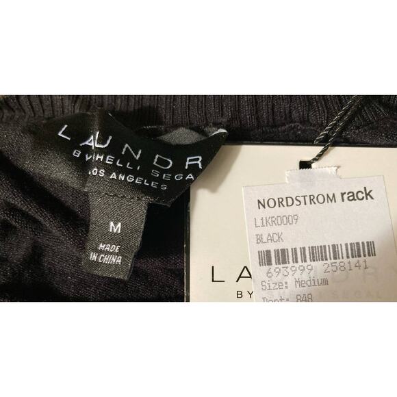 Laundry by Shelli Segal Twofer Sweater Top Medium Black & White NEW Puff Sleeve - Picture 6 of 8